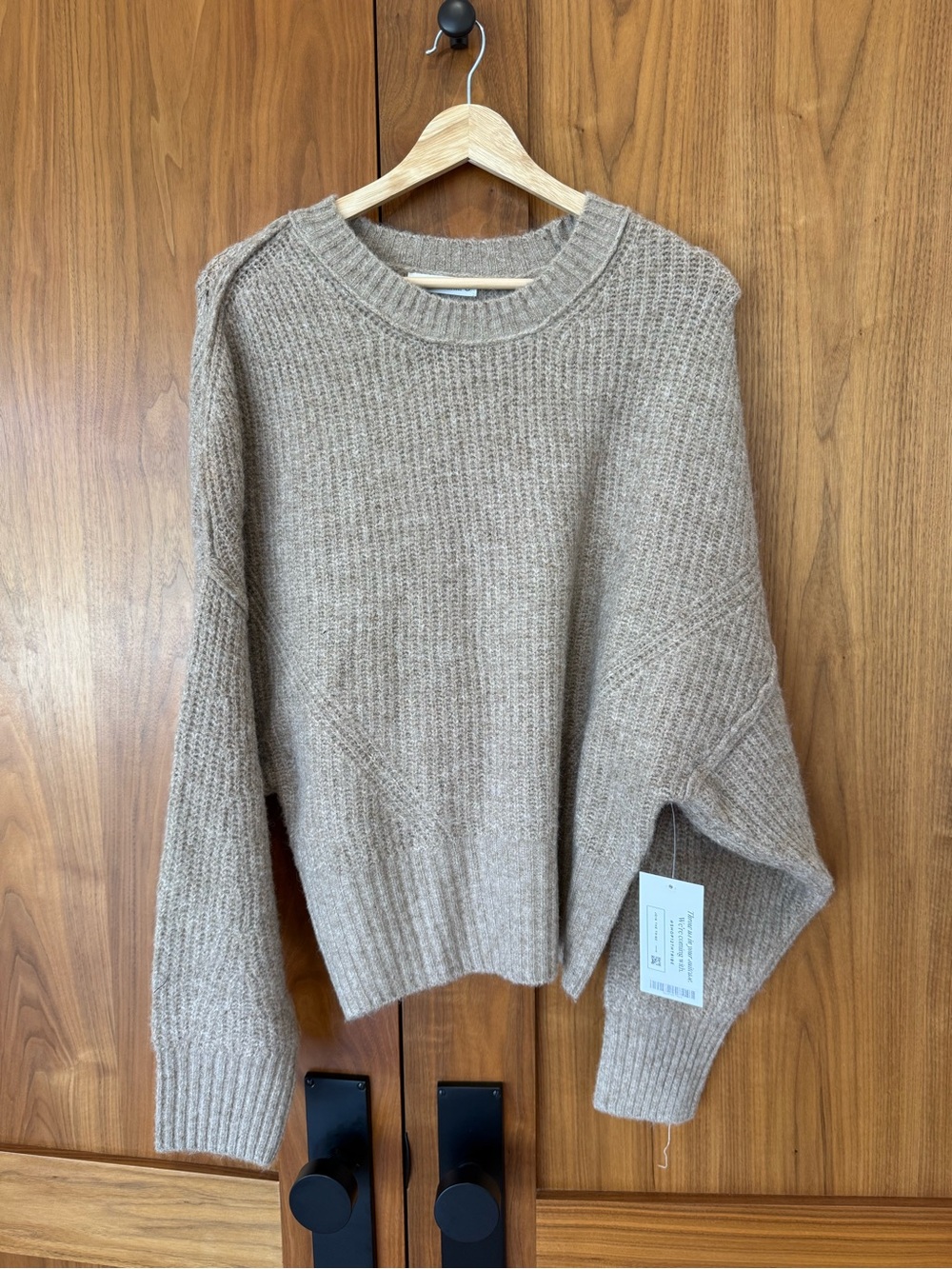 12th Tribe Taupe Crewneck Wool-Blend Sweater